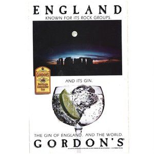 Gordon Gin England Rock Groups 1980s Vintage Print Ad 8 inch Tall